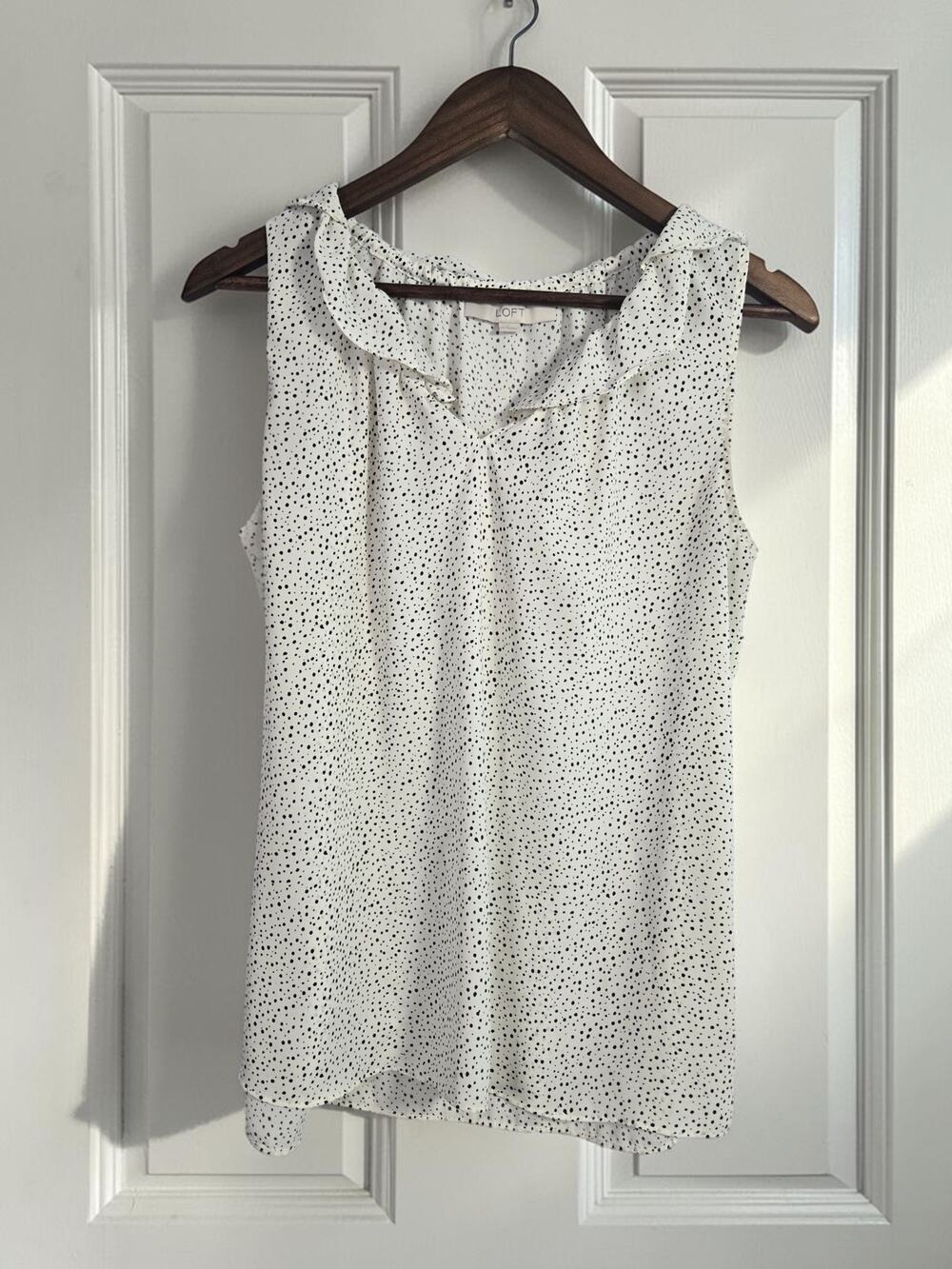 LOFT Cotton Tank Top in Cream and Black – Soft Knit – Size M